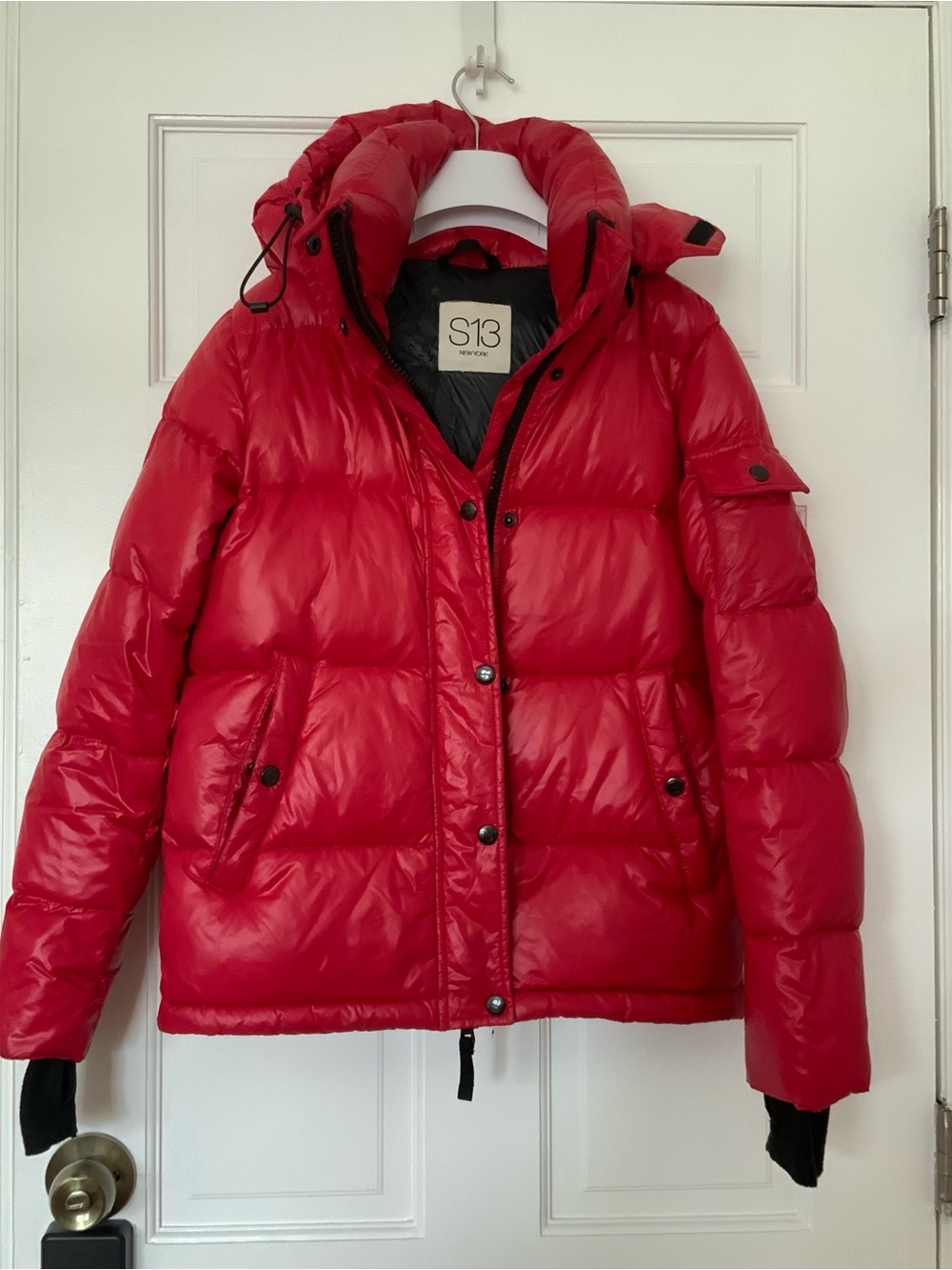 S13 Women’s Red Puffer Jacket - Insulated Hooded Coat